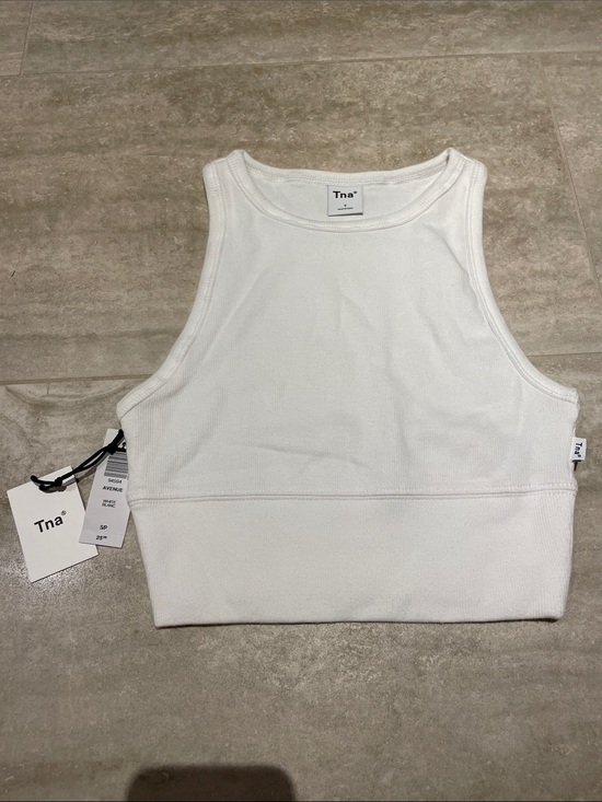 TNA Tops - NWT Aritzia Tna Avenue Ribbed Cropped Racerback Tank Top, White, Size S